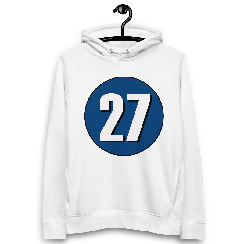 Season Finale Sale Unisex pullover hoodie: White on Navy Blue 27