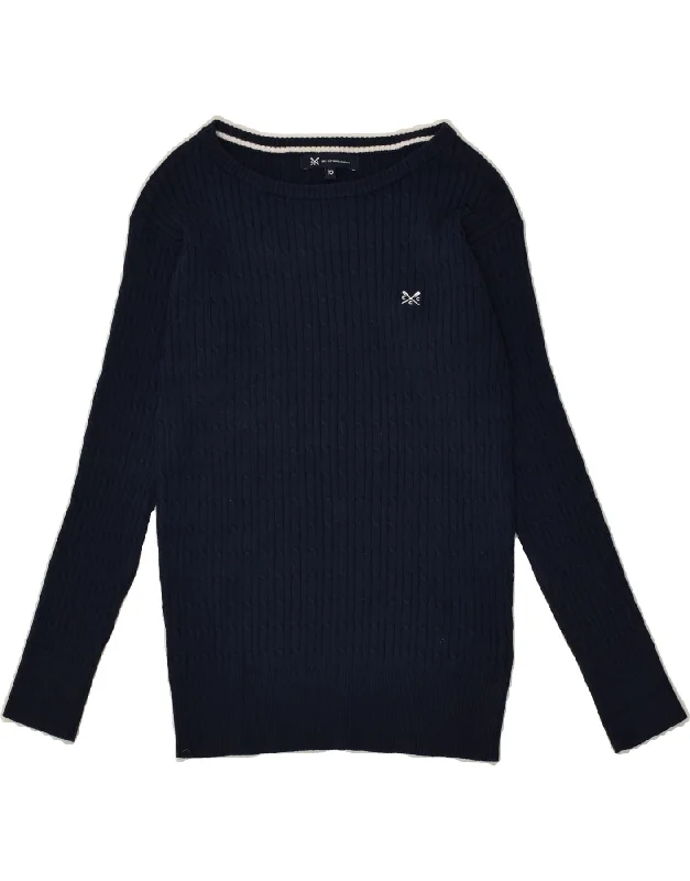 Price Drop CREW CLOTHING Womens Boat Neck Jumper Sweater UK 10 Small  Navy Blue