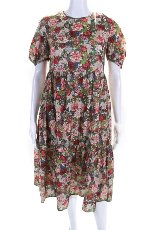 Online Exclusive Casey Marks Women's Round Neck Short Sleeves Tiered Floral Midi Dress Online Exclusive Casey Marks Women's Round Neck Short Sleeves Tiered Floral Midi Dress