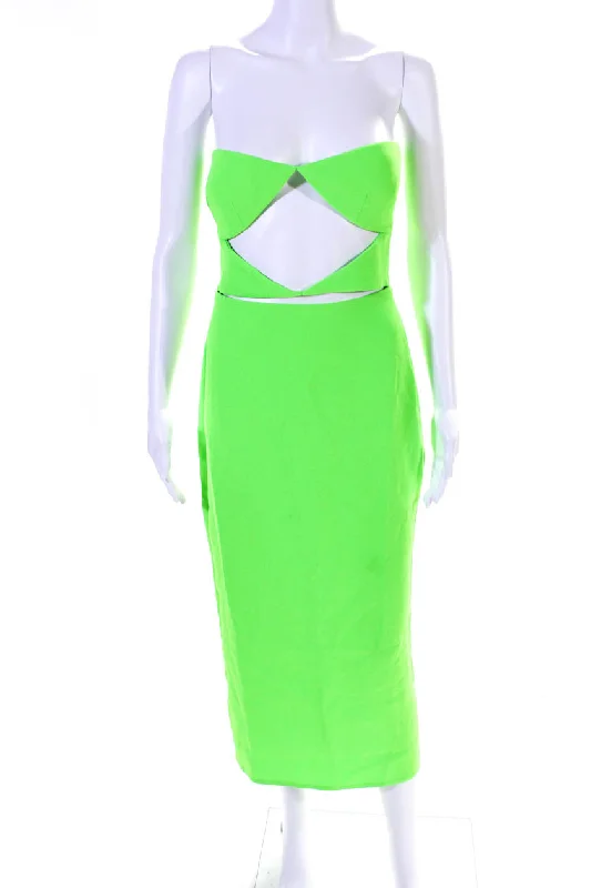 Bargain Bin Alex Perry Womens Stretch Crepe Strapless Double Cut Out Dress Apple Green Bargain Bin Alex Perry Womens Stretch Crepe Strapless Double Cut Out Dress Apple Green
