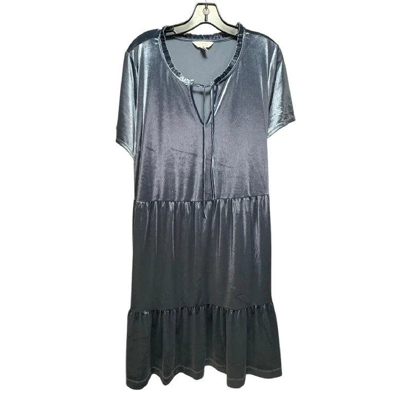 Discount Mania Ruffle Neck Velvet Babydoll Dress By Lc Lauren Conrad In Blue, Size: 2x Discount Mania Ruffle Neck Velvet Babydoll Dress By Lc Lauren Conrad In Blue, Size: 2x