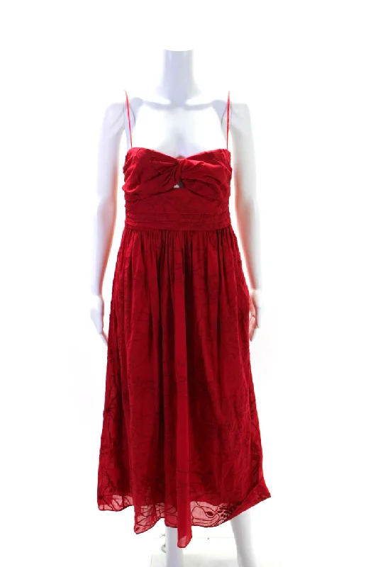Unbeatable Prices Cris Barros Womens Bright Red Floral Textured Peep Chest Sleeveless Shift Dress