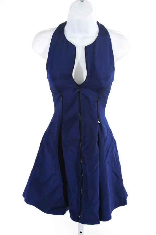 Great Deals Dion Lee Womens Back Zip Sleeveless Cut Out A Line Dress Blue Silk