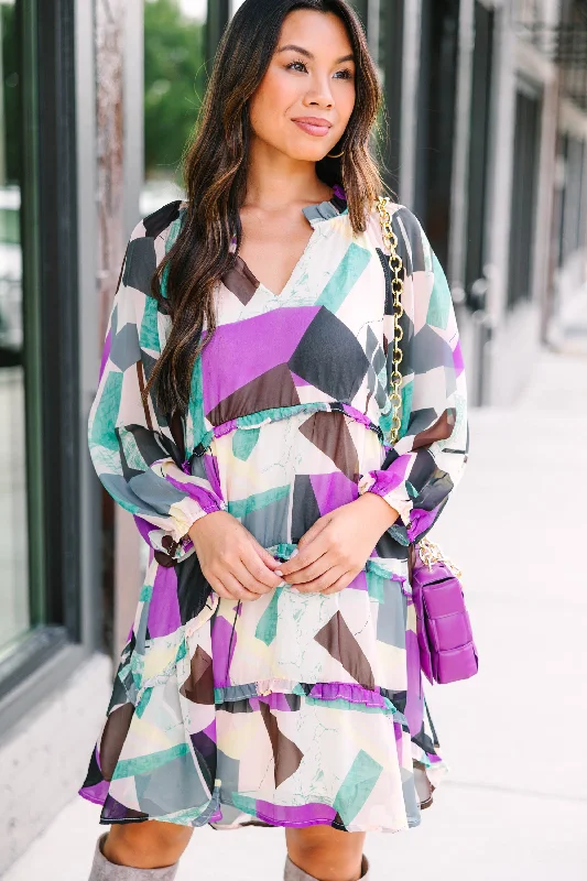 Quick Sale Promised Fun Orchid Purple Abstract Dress