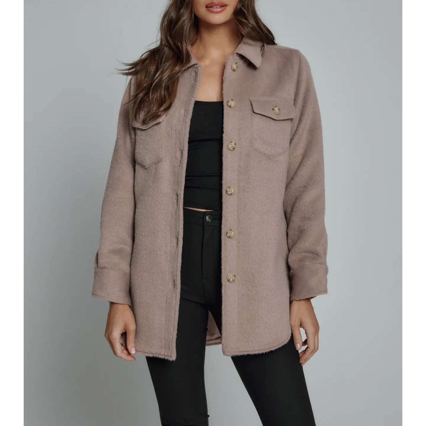 Mega Sale 7 Diamonds - Harper Shacket - Taupe