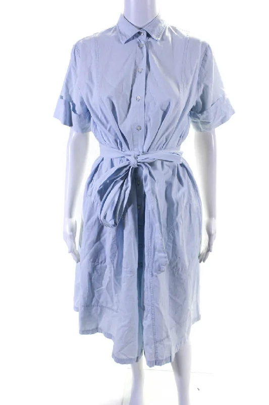 Price Cut Lisa Marie Fernandez Womens Short Sleeve Button Up Shirt Dress Light Blue