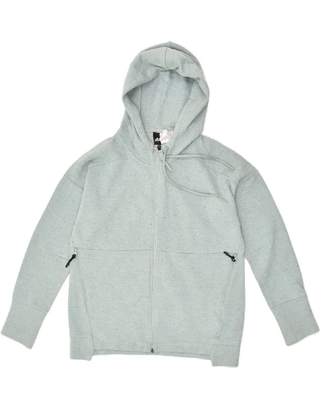 Must-Have Deals ADIDAS Womens Zip Hoodie Sweater UK 8/10 Small Blue Cotton