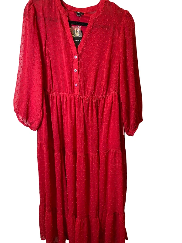 Crazy Deals Dress Casual Midi By Torrid In Red, Size: 1x