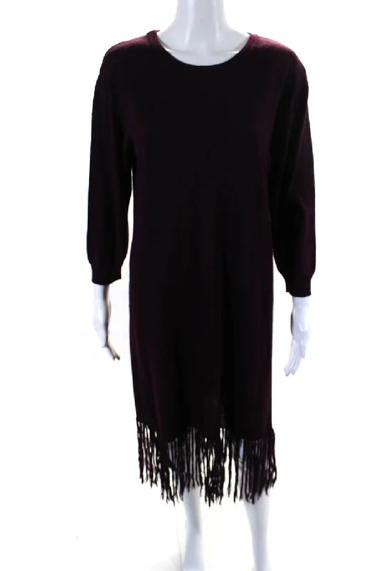 Lowest Prices Ulla Johnson Womens Long Sleeve Tassel Fringe Trim Sweater Dress Purple Lowest Prices Ulla Johnson Womens Long Sleeve Tassel Fringe Trim Sweater Dress Purple