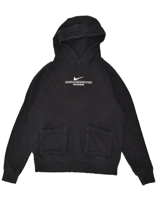 Price Drop Alert NIKE Womens Swoosh Loose Fit Hoodie Jumper UK 10 Small Black Cotton