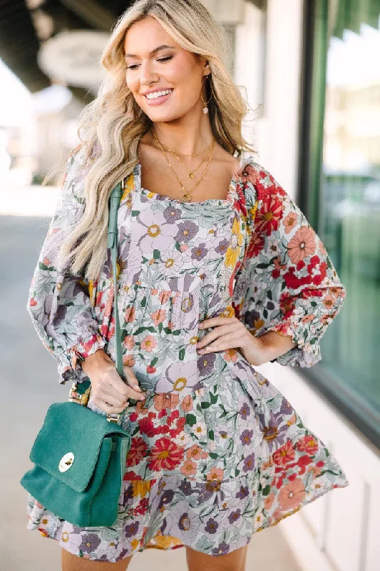 Super Deal Let's Be Clear Lavender Purple Floral Babydoll Dress