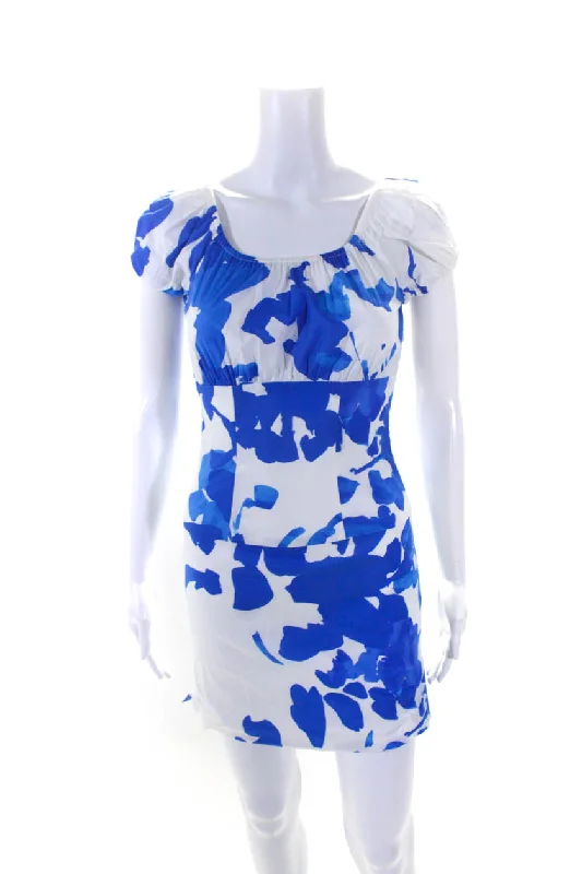 Bargain Prices Caroline Constas Womens Short Sleeves Dress White Blue