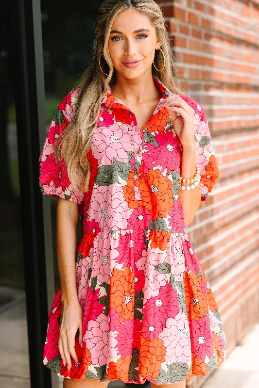 Limited Time Discount Back To Good Coral Orange Floral Bubble Dress