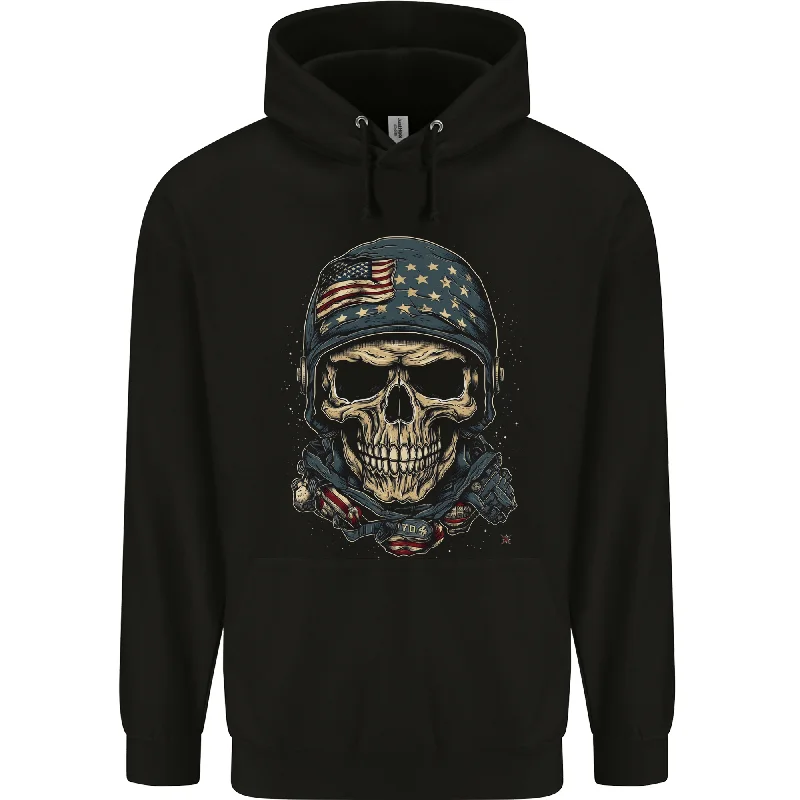 Final Clearance American Skull USA Mens 80% Cotton Hoodie