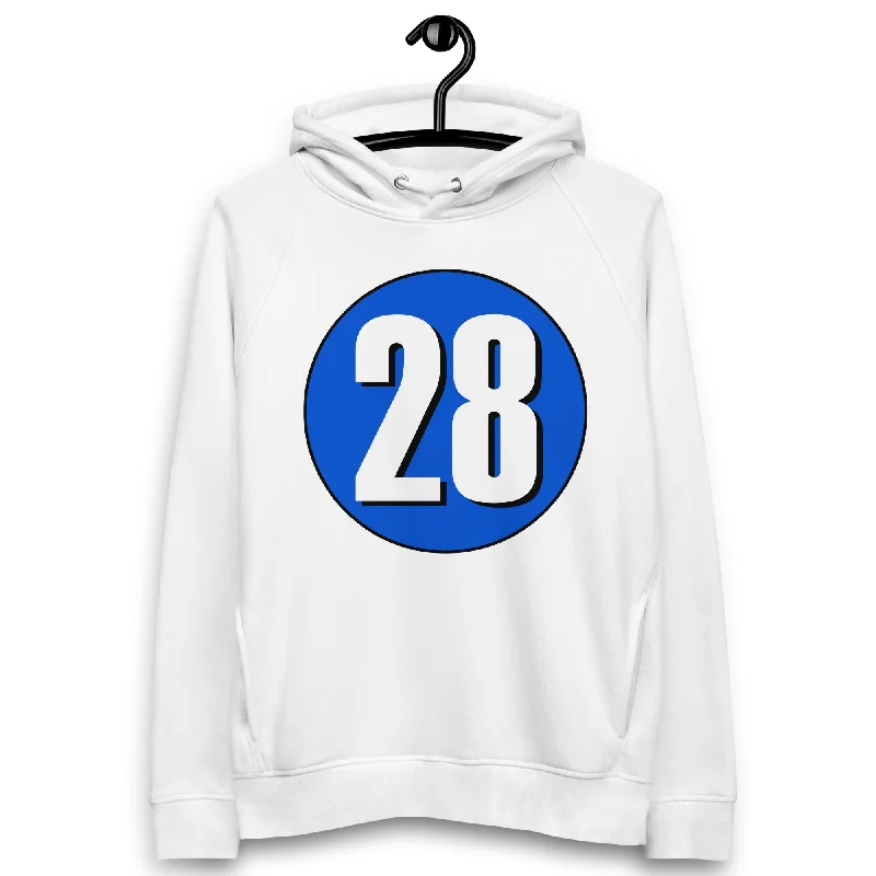 Price Cut Unisex pullover hoodie: White on Periwinkle 28