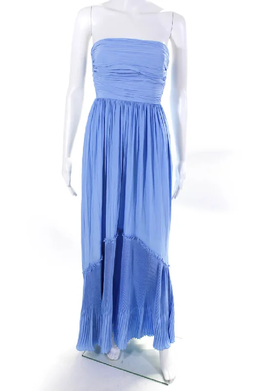 Reduced Prices Ramy Brook Womens Smocked Textured Pleated Zipped Maxi Dress Blue