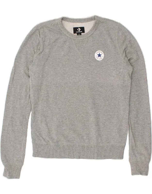 One-DAY Sale CONVERSE Womens Sweatshirt Jumper UK 10 Small Grey Cotton