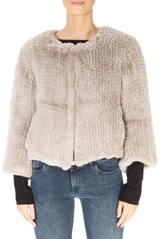 Don't Wait Short 3/4 Sleeve Light Grey Rex Rabbit Jacket