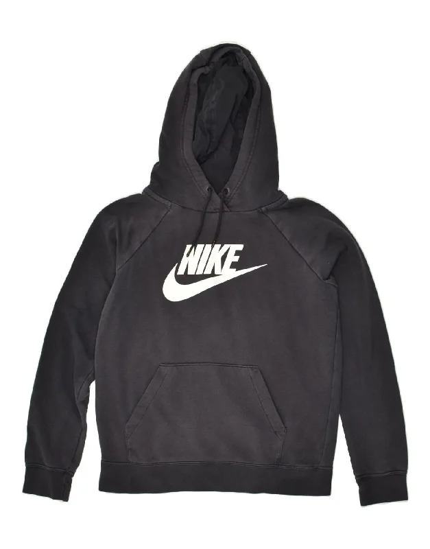 Instant Discount NIKE Womens Graphic Hoodie Jumper UK 10 Small Navy Blue Cotton