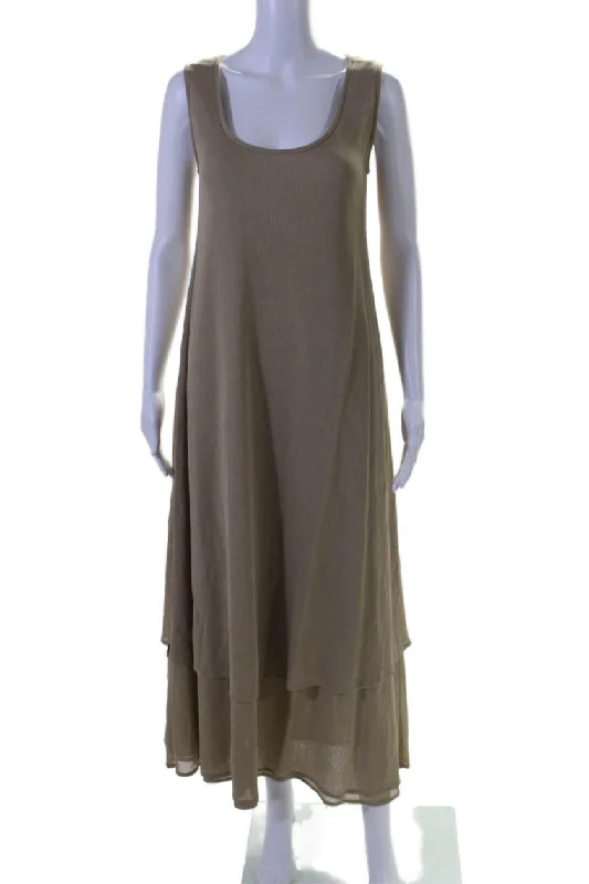 Huge Discounts Badgley Mischka Womens Layered Round Neck Sleeveless Maxi Dress Beige Huge Discounts Badgley Mischka Womens Layered Round Neck Sleeveless Maxi Dress Beige