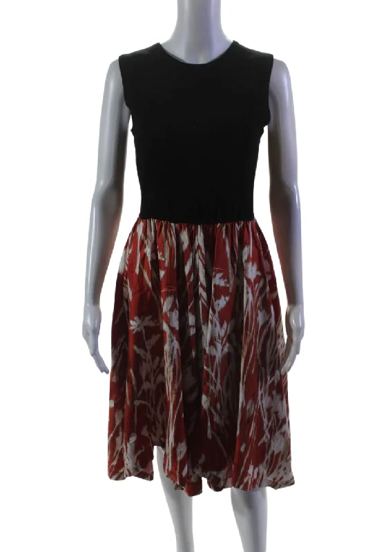 Stock Up and Save Salvatore Ferragamo Womens A Line Sleeveless Dress Red Black