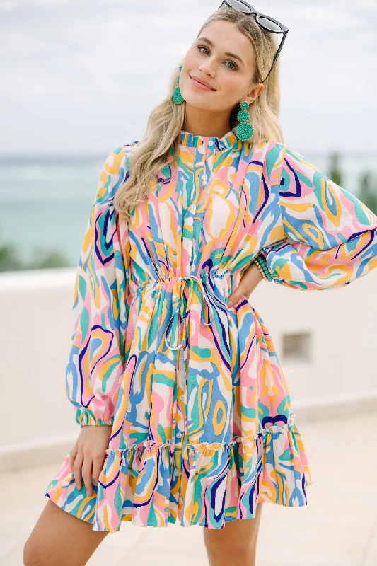 Reduced Prices Beautifully You Pink Abstract Dress