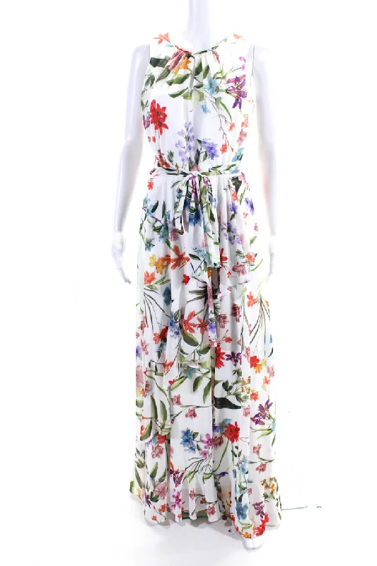 Now or Never Compli K Women's Round Neck Sleeveless Ruffle Floral Maxi Dress