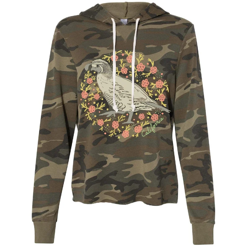 Stock Up and Save California Poppy Quail Burnout Hoodie