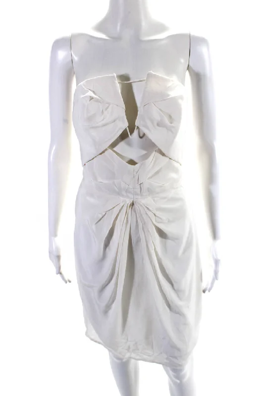 Best Bargains Zimmermann Womens Silk Cut Out Strapless Zip Up Mini Dress Cream