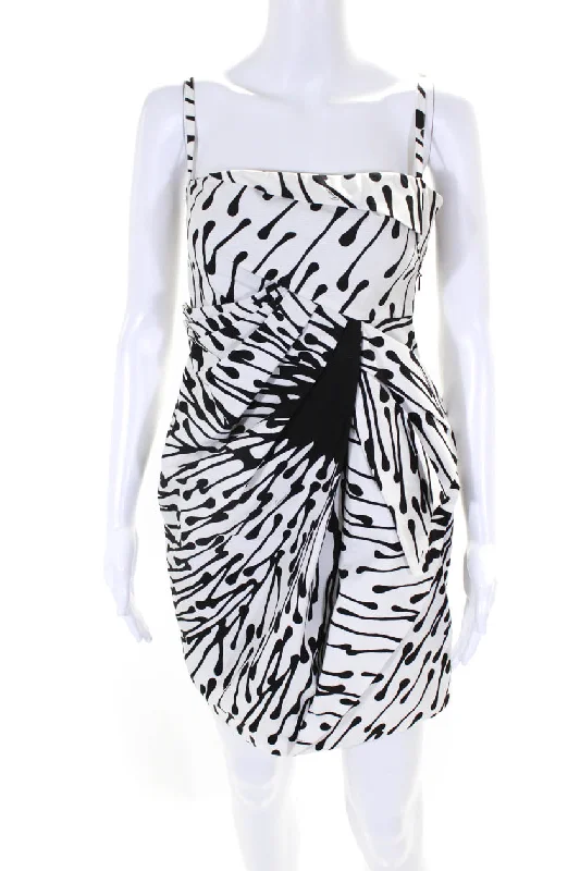 Exclusive Preview Gucci Womens Abstract Print Spaghetti Strap Dress White Black Cotton Exclusive Preview Gucci Womens Abstract Print Spaghetti Strap Dress White Black Cotton