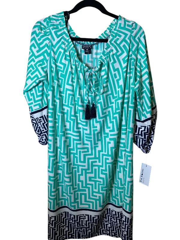 Mega Sale Dress Casual Midi By En Focus In Green & White, Size: 1x