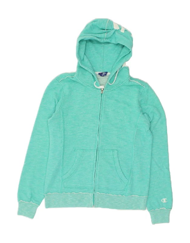 Instant Discount CHAMPION Womens Zip Hoodie Sweater UK 14 Large Turquoise