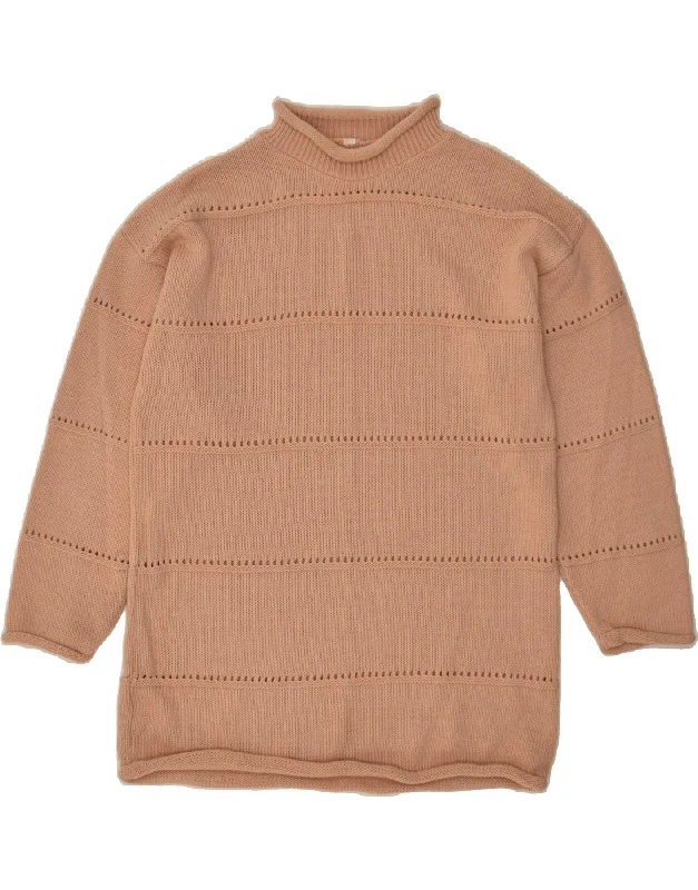 Take Advantage VINTAGE Womens Turtle Neck Jumper Sweater UK 18 XL Brown Striped