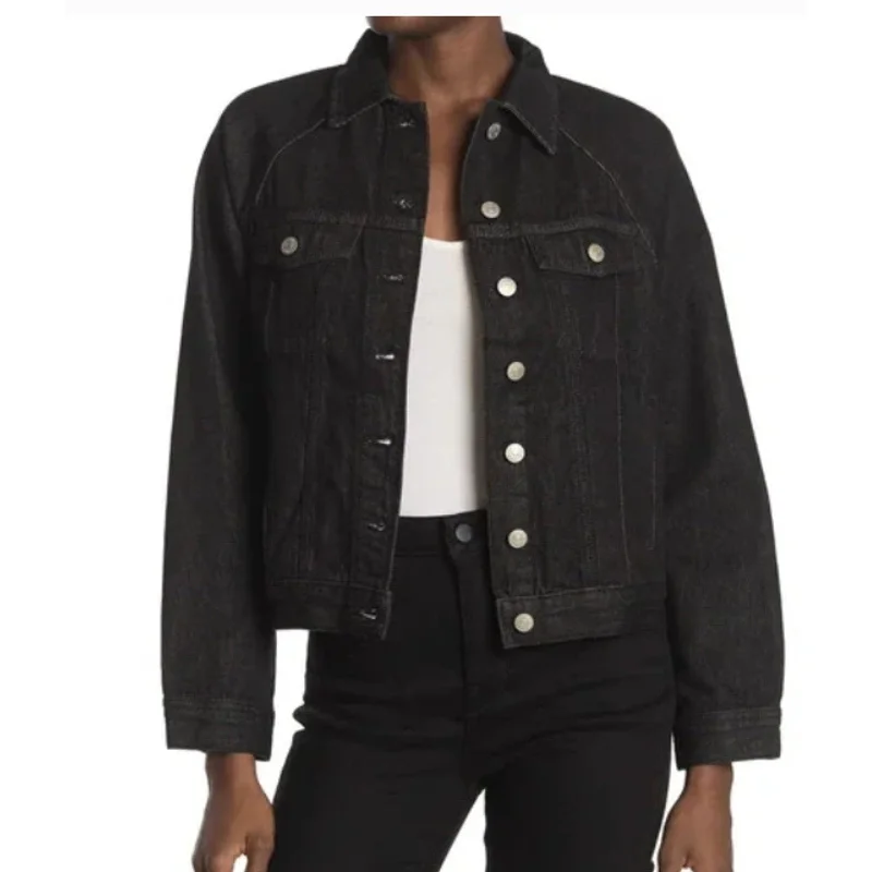 Year-End Sale MADEWELL Womens Oversized Jean Jacket XS Black Lunar 100% Cotton M4230 NWOT