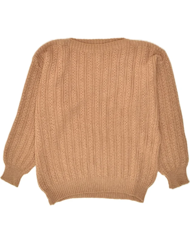 Season Finale Sale VINTAGE Womens Loose Fit Boat Neck Jumper Sweater IT 50 XL Brown Acrylic Season Finale Sale VINTAGE Womens Loose Fit Boat Neck Jumper Sweater IT 50 XL Brown Acrylic