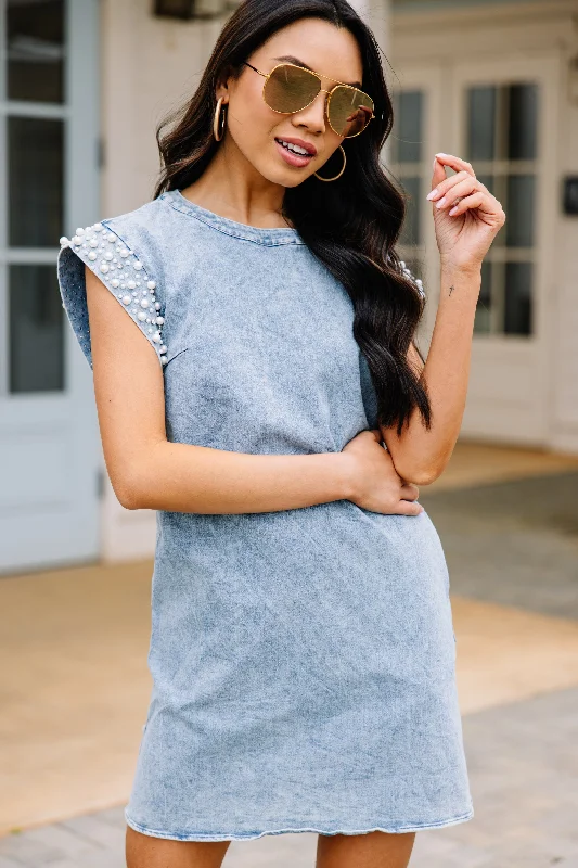 Blowout Sale Be Bold Light Denim Embellished Dress
