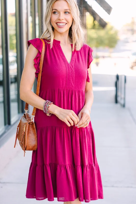 Weekend Deal Make It Your Own Wine Red Tiered Dress