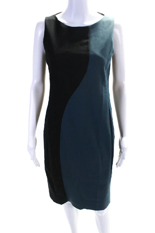 Flash Sale Akris Punto Women's Sleeveless Color block Sheath Dress Black Blue