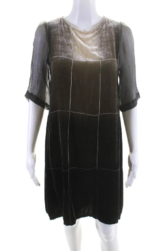 Best Bargains Viviana Uchitel Womens Velvet Ombre Dress Olive Green