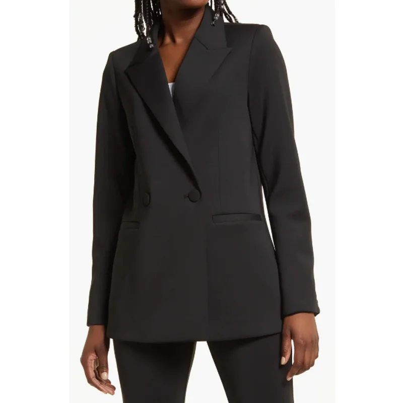 Massive Deals GOOD AMERICAN Women's Shiny Scuba Blazer Size 6 / XXL Black Jacket NWT