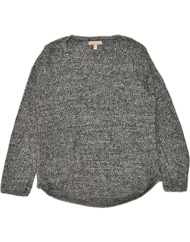 Blowout Sale BANANA REPUBLIC Womens V-Neck Jumper Sweater UK 14 Large Grey Cotton