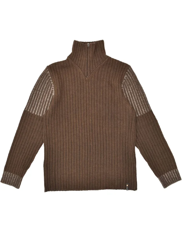 Deal of the Day TRUSSARDI Womens Zip Neck Jumper Sweater UK 18 XL Brown Colourblock Wool Deal of the Day TRUSSARDI Womens Zip Neck Jumper Sweater UK 18 XL Brown Colourblock Wool