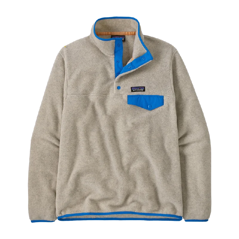 Low Prices Patagonia Women's Lightweight Synchilla Snap-T Fleece Pullover Oatmeal Heather w/Vessel Blue
