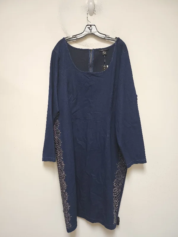 Unbeatable Prices Dress Casual Midi By Ashley Stewart In Blue Denim, Size: 2x