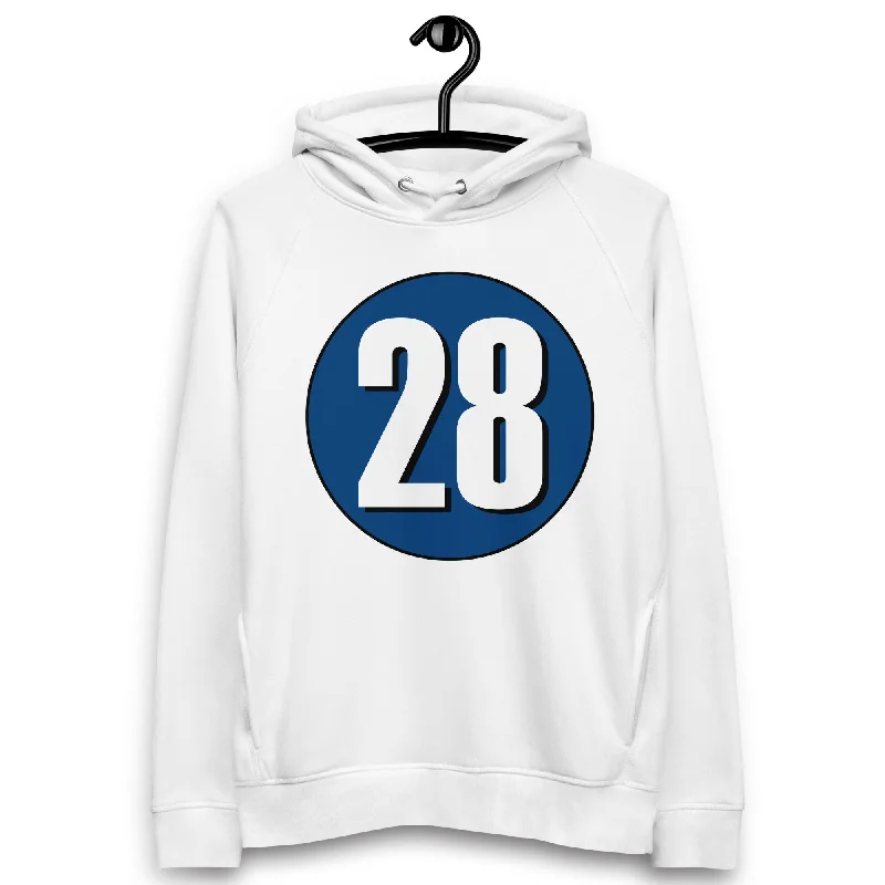 Markdowns Unisex pullover hoodie: White on Navy Blue 28