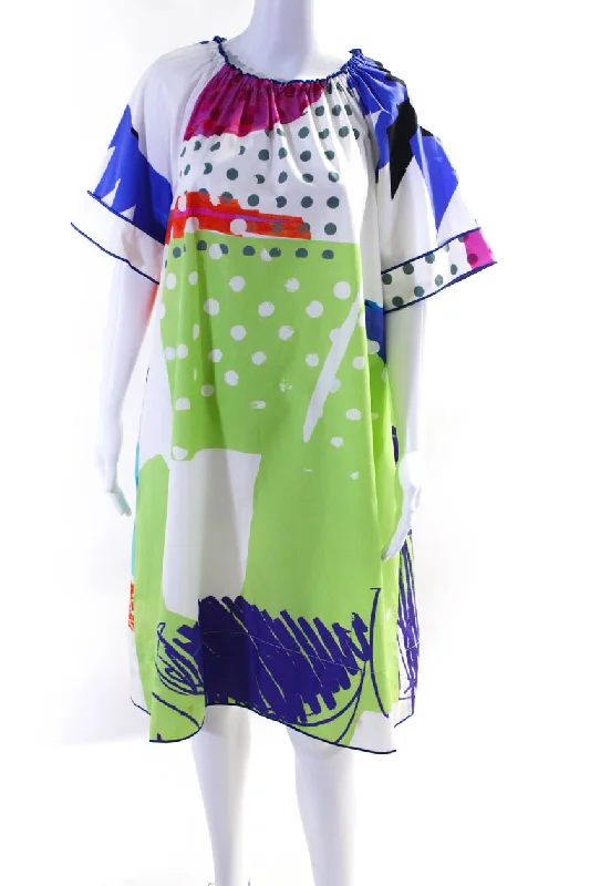 Lowest Price Rohka Womens Multi Print Poplin Short Sleeve Shift Dress Multicolor