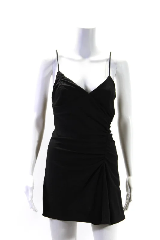 Super Bargain Jacquemus Womens Spaghetti Strap Ruched Mini Dress Black