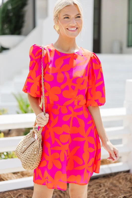Exclusive Savings Take Your Love Fuchsia Pink Floral Dress