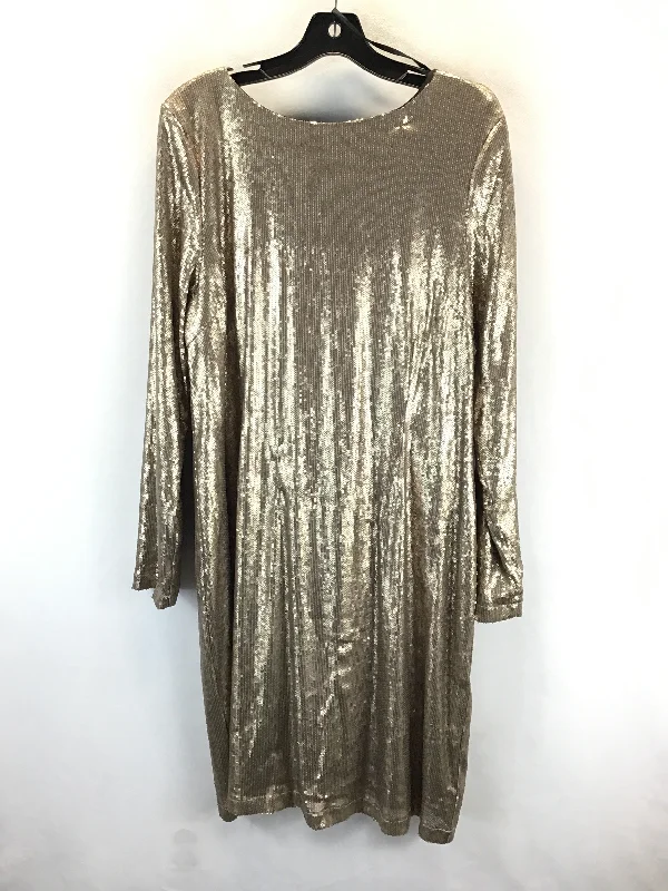 Seasonal Sale Dress Party Midi By Kardashian Kollections In Gold, Size: 1x