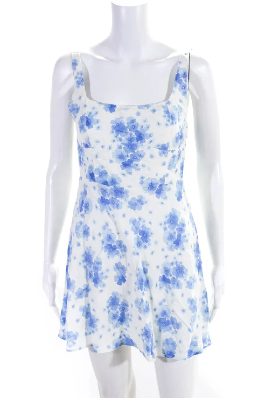 Unbeatable Prices Rixo Womens Floral Print Round Neck Sleeveless Zip Up Mini Dress White Unbeatable Prices Rixo Womens Floral Print Round Neck Sleeveless Zip Up Mini Dress White